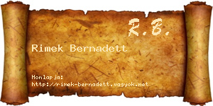 Rimek Bernadett névjegykártya